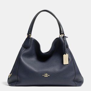 Coach Edie Shoulder Bag Navy Pebbled Leather